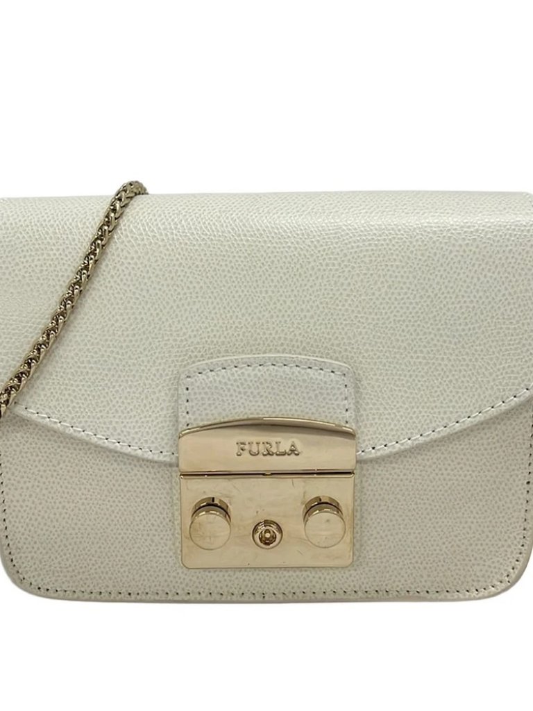 Furla Metropolis White Leather Shoulder Bag